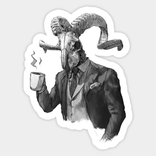 Humanoid Ram Skull in a Suit Sticker